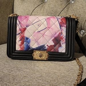 Black tie-dye purse